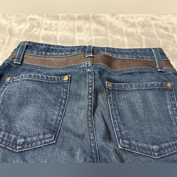 Vince Jeans Women Blue Denim with Faux Leather Pants Size 25 - Picture 5 of 8